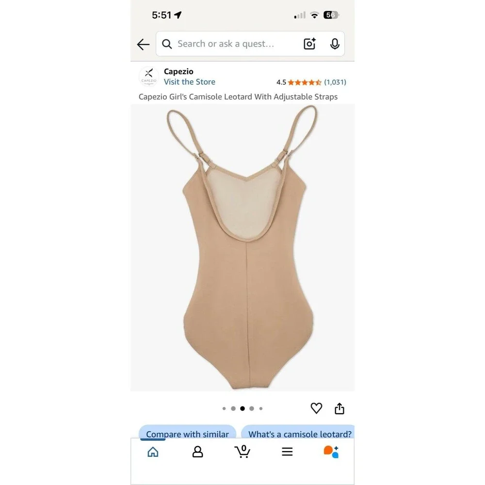 New Capezio Girls Camisole Leotard Size Small Color Nude L25